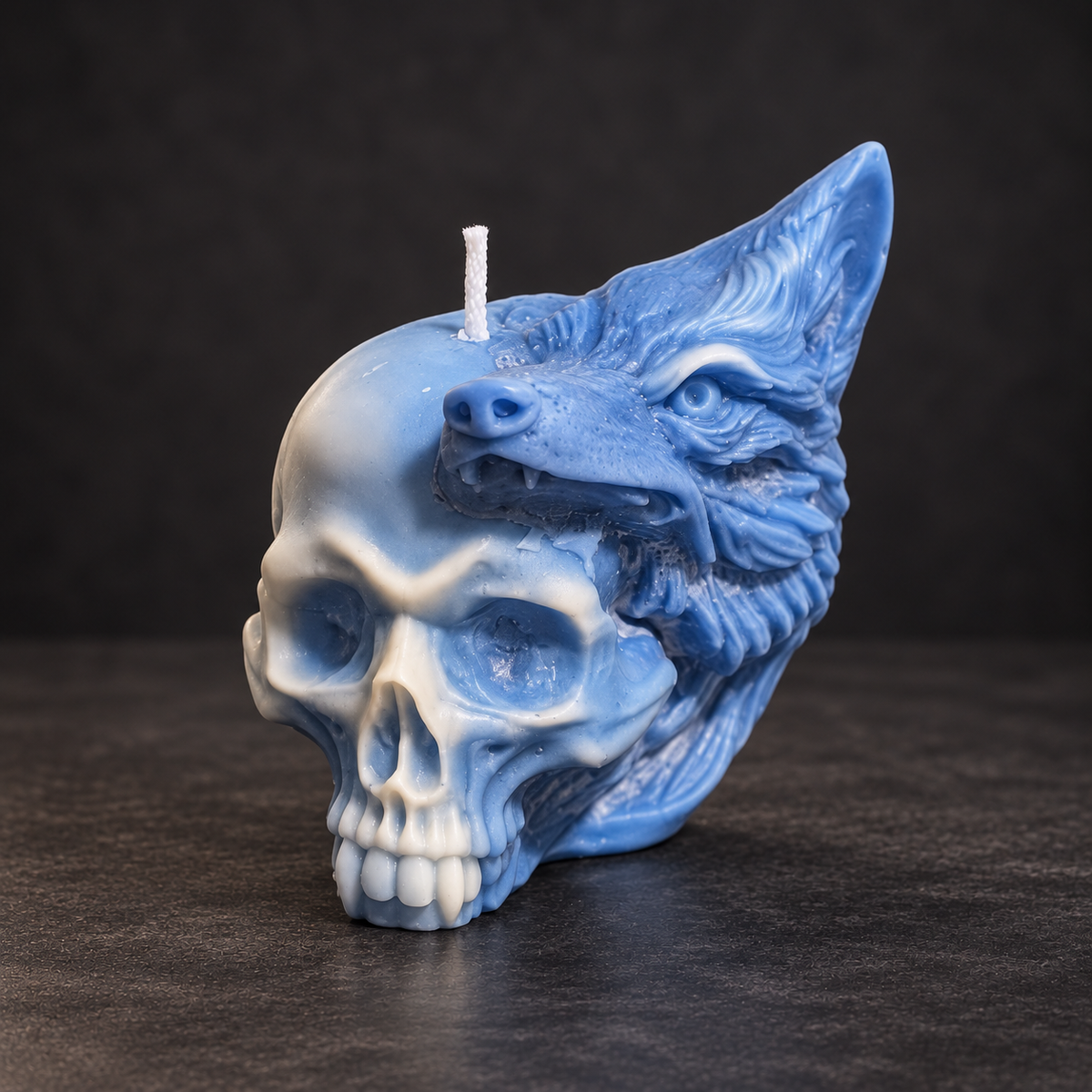 Bougie en forme de crâne de loup | Décoration gothique fantastique et cadeau pour les fans de loups-garous