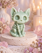 Handmade Skeleton Cat Candle – Cute Gothic Cat Candle, Spooky Fantasy Decor & Cat Lover Gift
