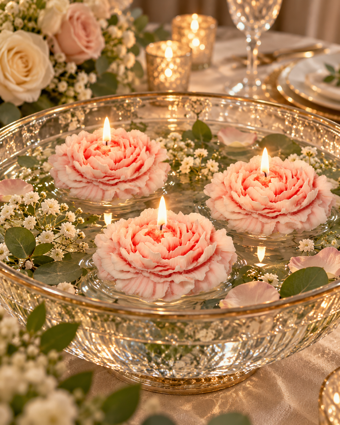 Floatable flower candle