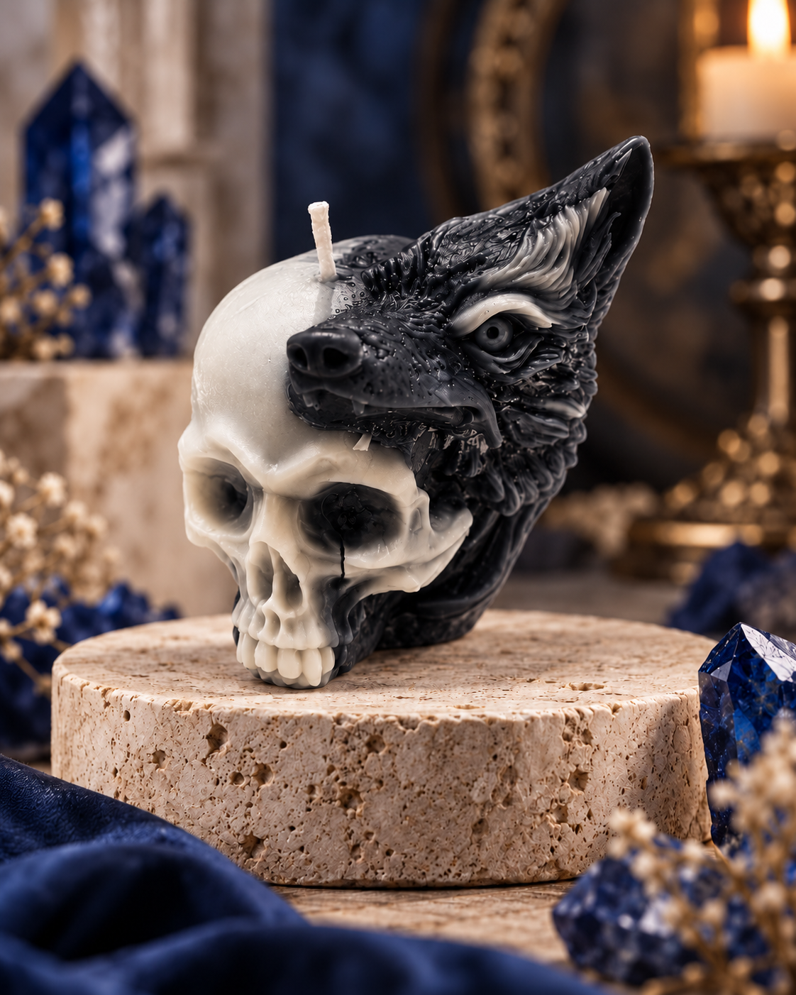 Wolf Skull Candle | Gothic Fantasy Decor & Werewolf Gift