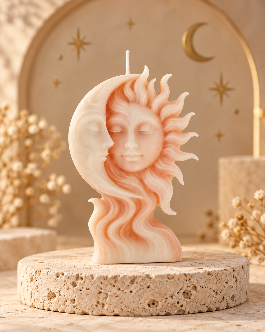 Sun and moon candle