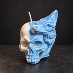 Bougie en forme de crâne de loup | Décoration gothique fantastique et cadeau pour les fans de loups-garous