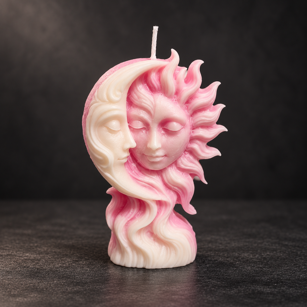 Bougie artisanale Soleil & Lune | Décoration céleste et astrologique