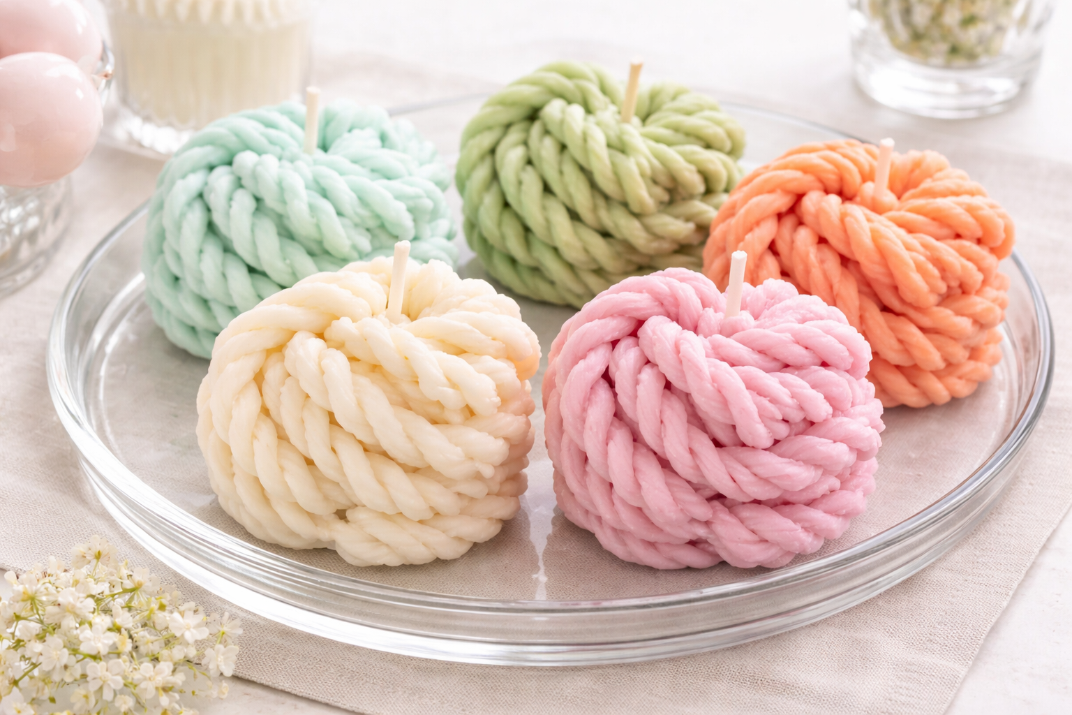 Yarn ball Candle